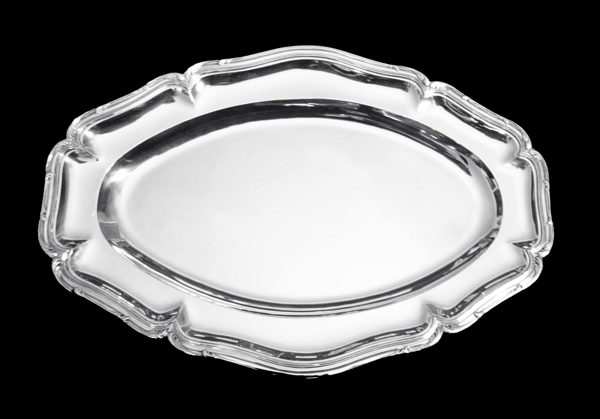 Late 19th Century Alphonse Debain - 10pc Antique French 950 Sterling Silver Serving Platter Set.