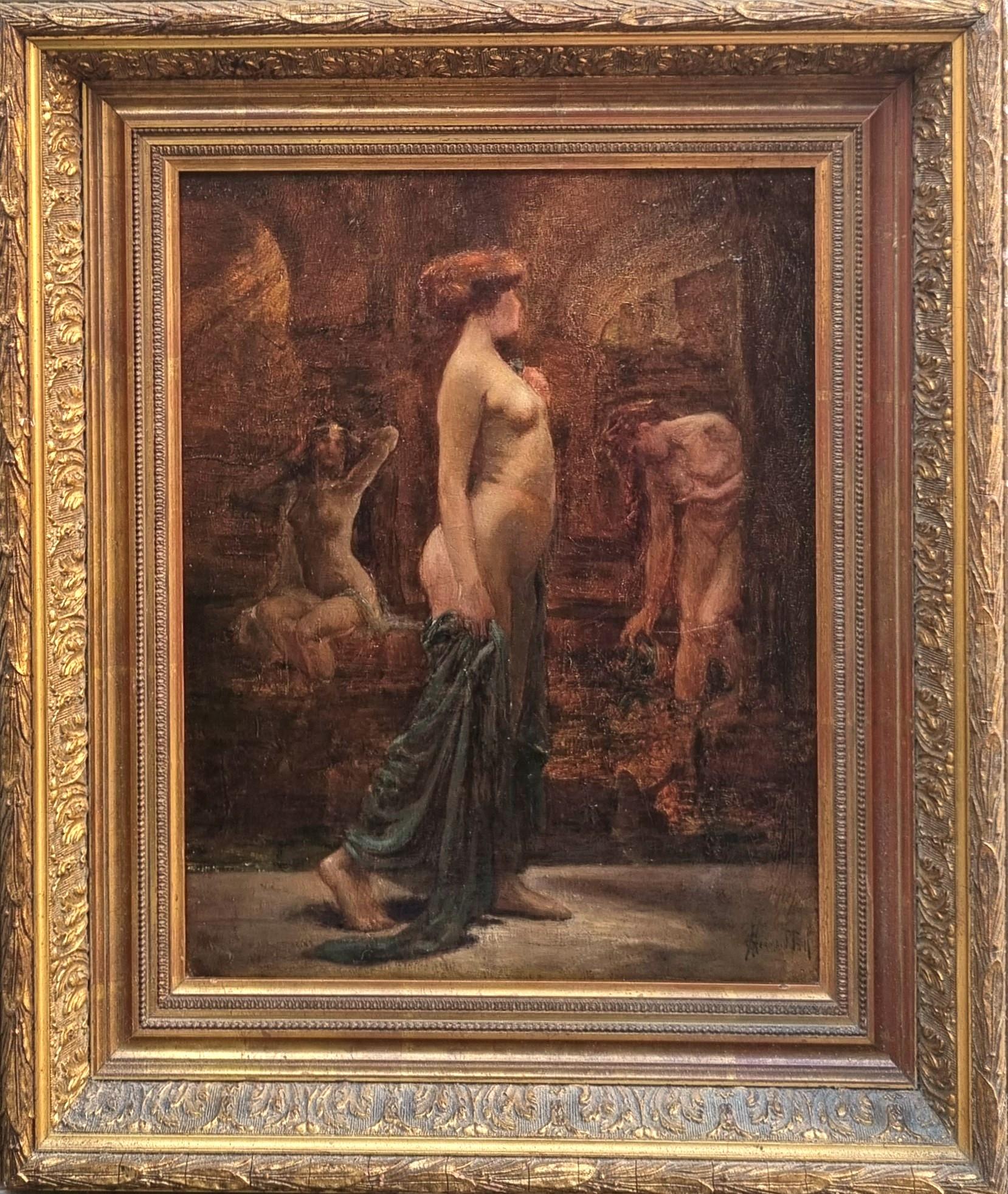 Orientalische Malerei Algerischer Harem Akademischer Maler 19. – Painting von Alphonse GERMAIN-THILL