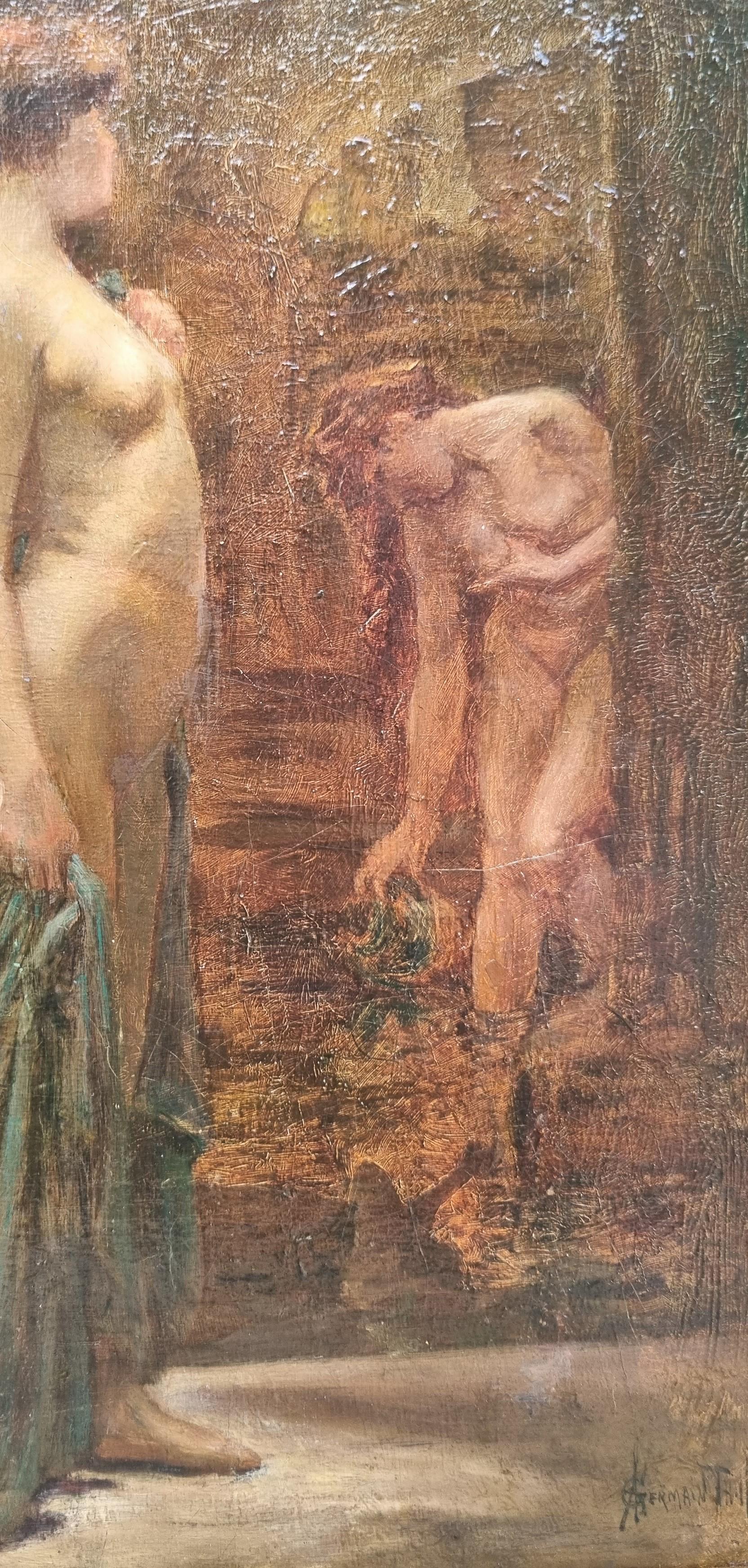 Orientalische Malerei Algerischer Harem Akademischer Maler 19. im Angebot 1