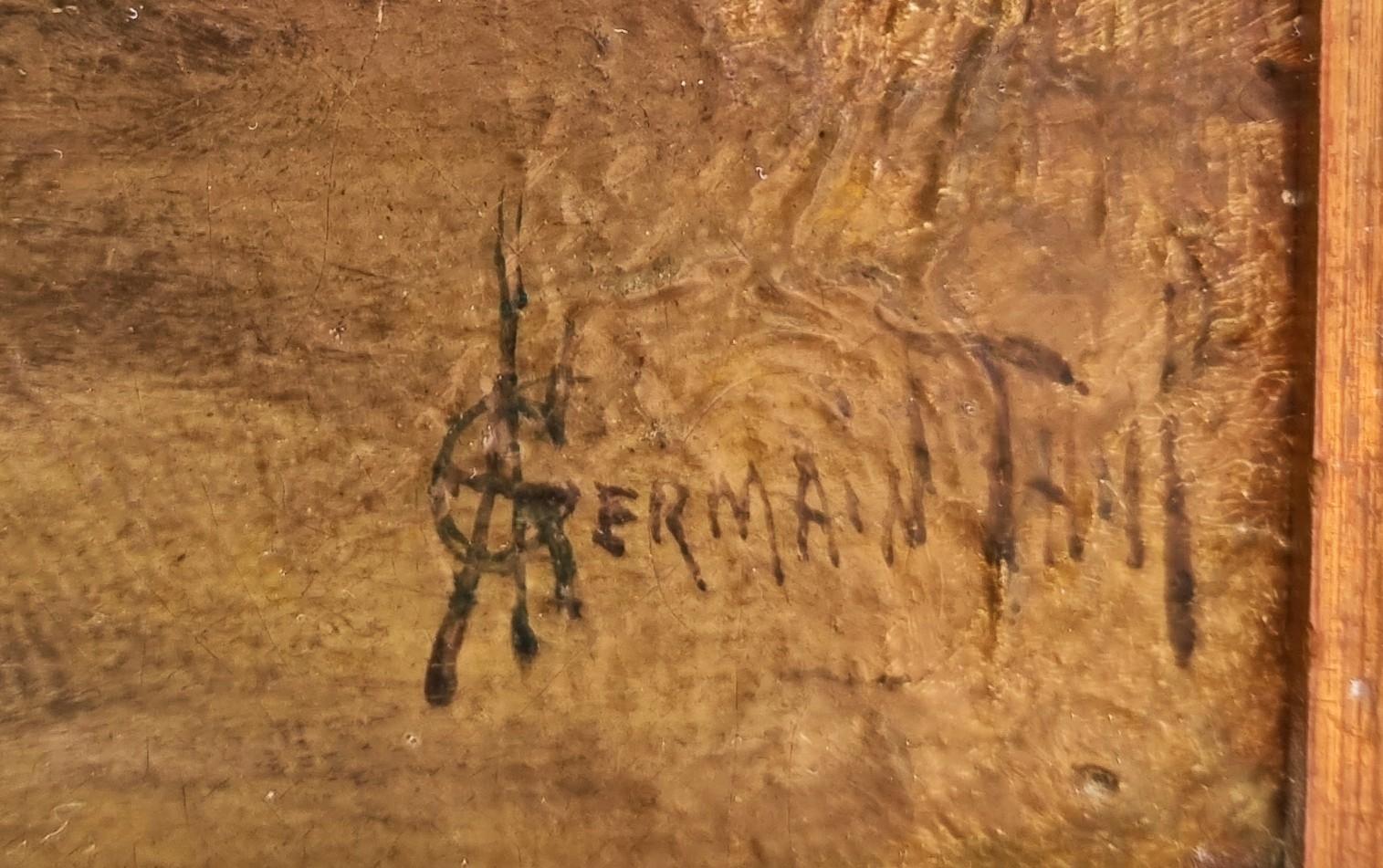 Peintre orientaliste algérien GERMAINTHILL Odalisque au harem Peinture académique 19ème en vente 3