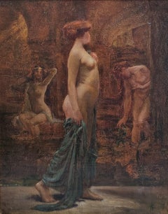 Peintre orientaliste algérien GERMAINTHILL Odalisque au harem Peinture académique 19ème