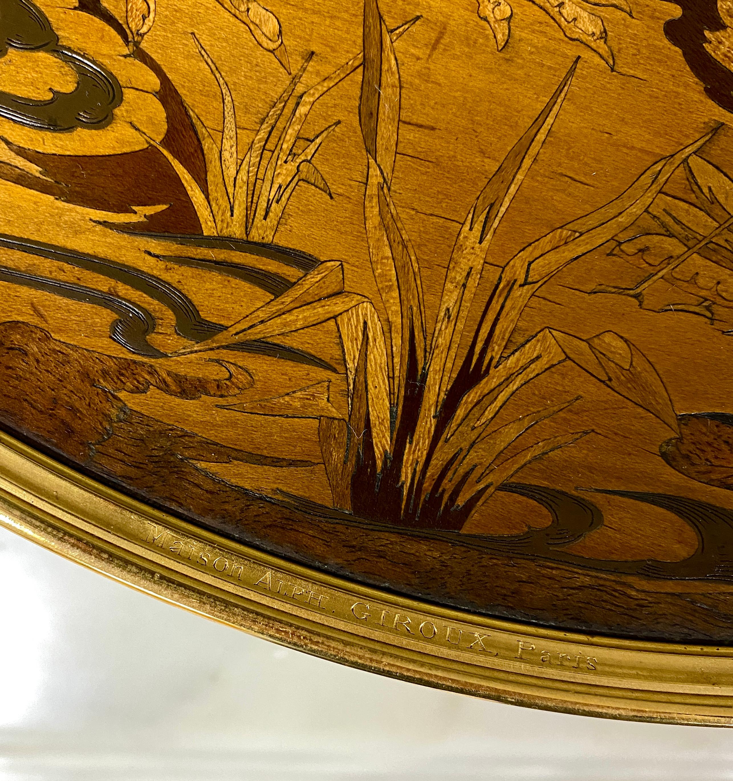 Alphonse Giroux and Duvinage, Japanese Bowl with Storks in Marquetry Cloisonné For Sale 1