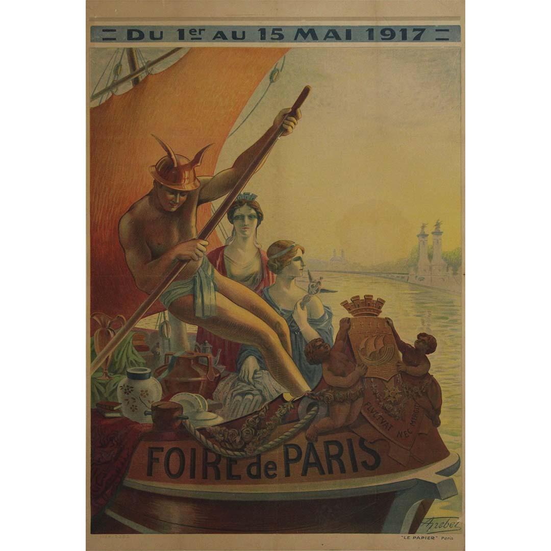 Original 1917 lithographic poster by Alphonse Grebel - Foire de Paris - Print by ALPHONSE grebel
