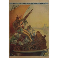 Affiche lithographique originale d'Alphonse Grebel - Foire de Paris 1917