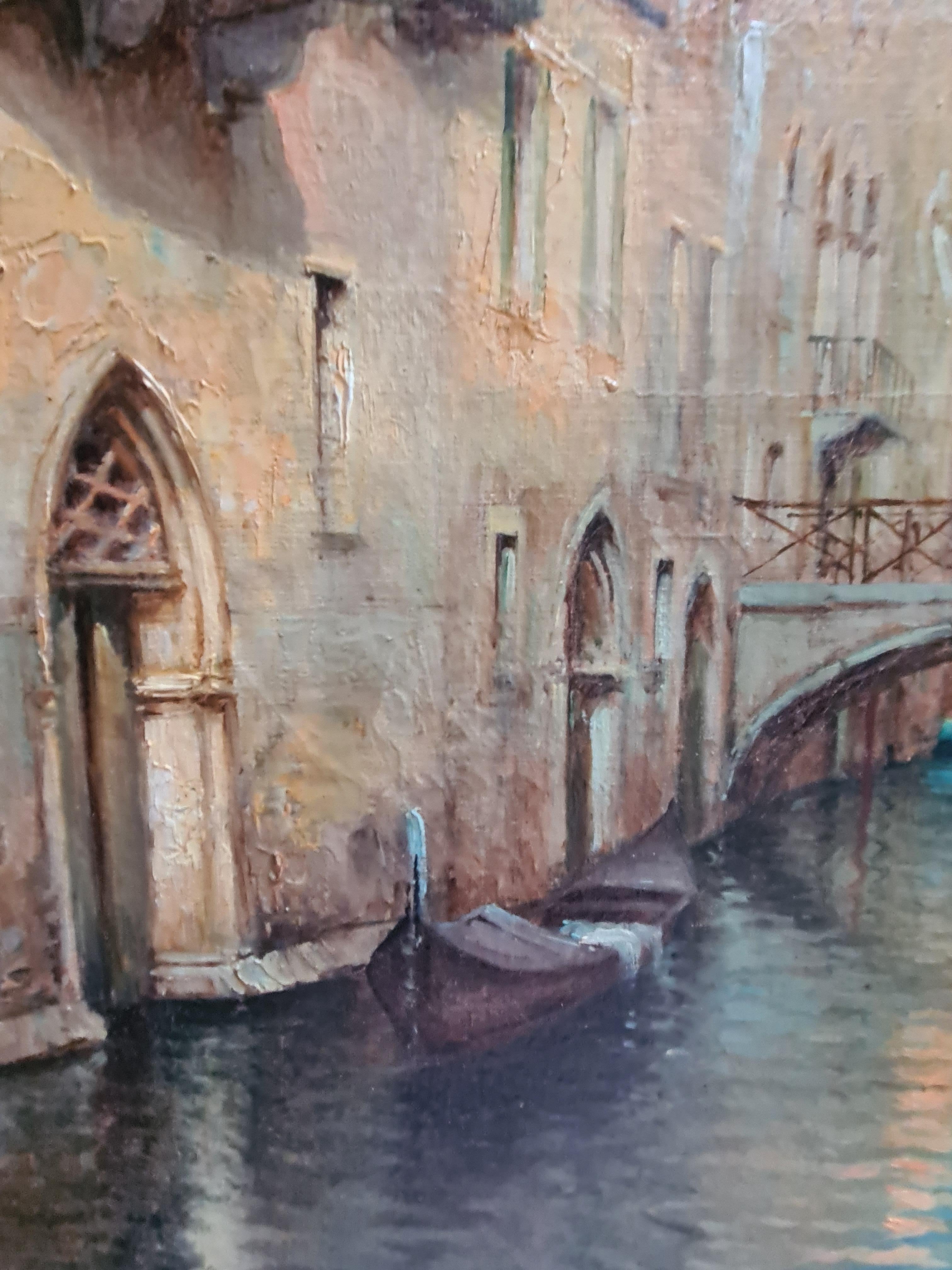 Vista impresionista, Canal cerca de San Barnaba, Venecia. Óleo sobre lienzo. 3