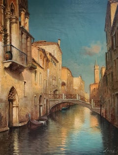 Vista impresionista, Canal cerca de San Barnaba, Venecia. Óleo sobre lienzo.