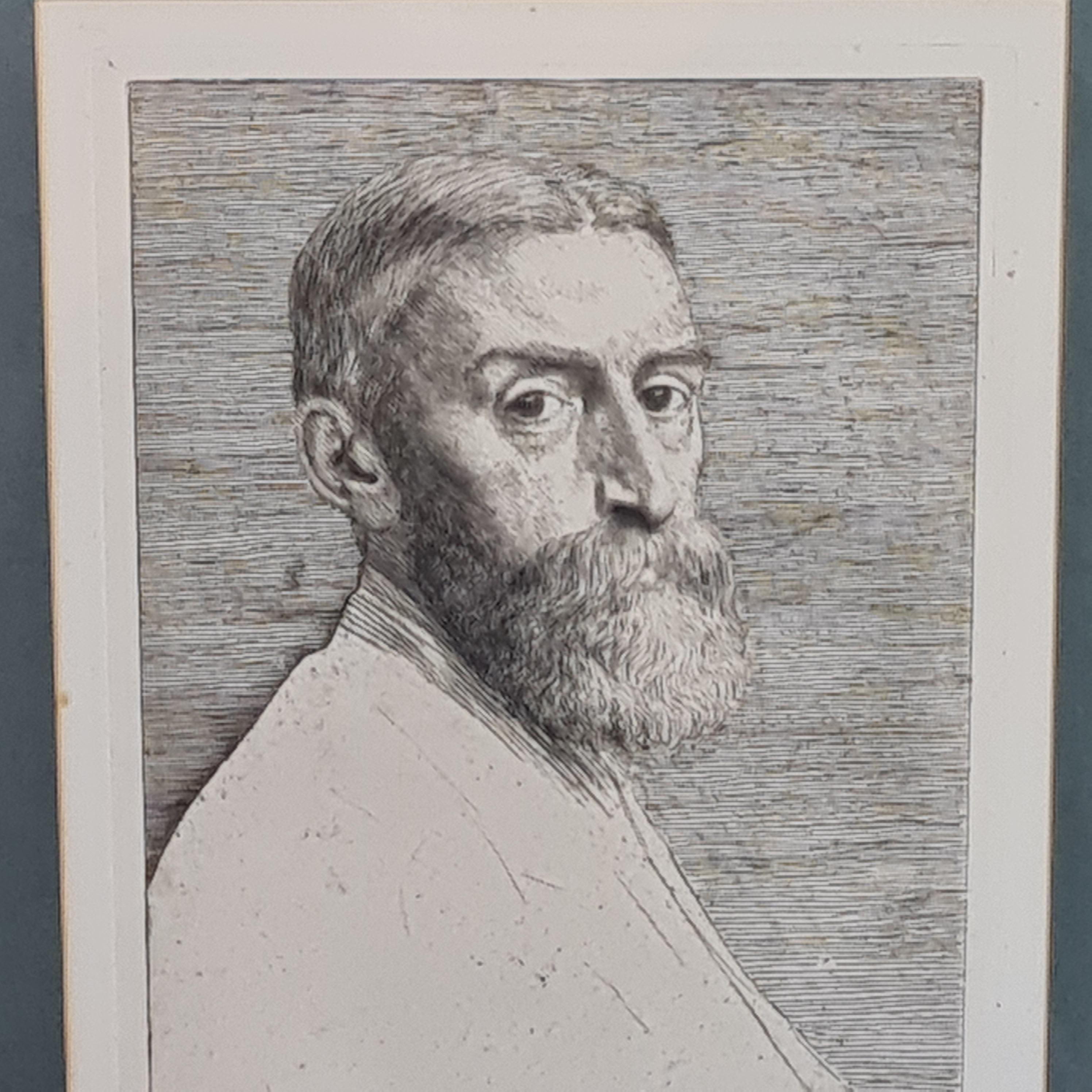 Original viktorianische Radierung in zeitgenössischem Rahmen von Alphonse Legros des Künstlers Edward J. Poynter.  Legros und Poynter waren gut miteinander befreundet und James Mcneil Whistler war ein gemeinsamer Freund.
 Das Metropolitan Museum New