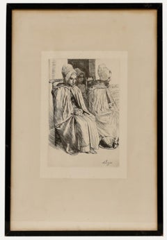 Alphonse Legros - Framed Late 19th Century Etching, Peasant Women of Boulogne