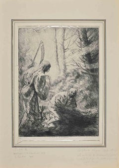 Death and the Lumberjack - Original Etching by Alphonse Legros - 1876