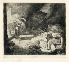 Alphonse Legros - "L'Incendie" original etching "L'Incendie" original etching