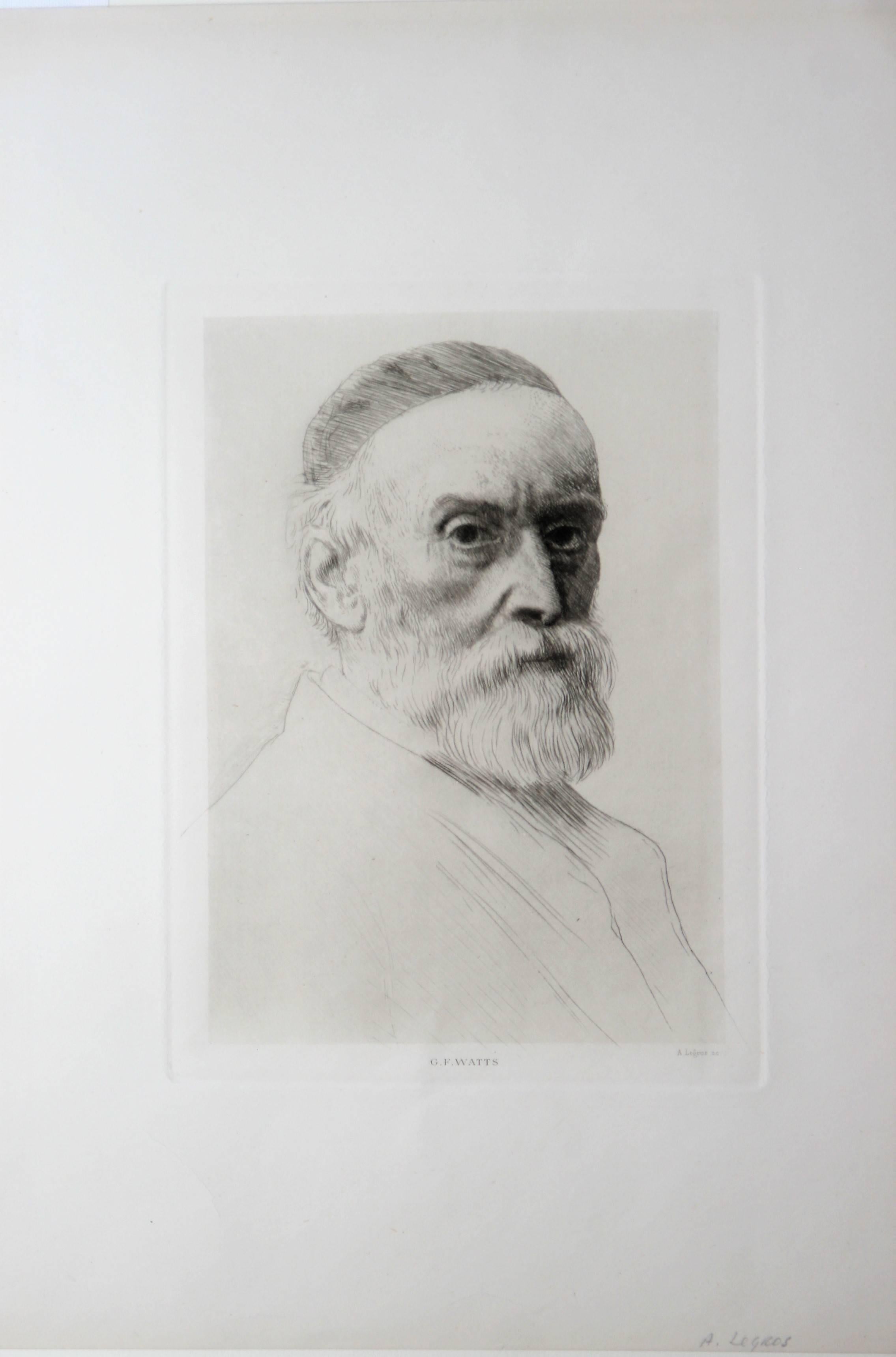 Portrait of George Frederick Watts - Print by Alphonse Legros