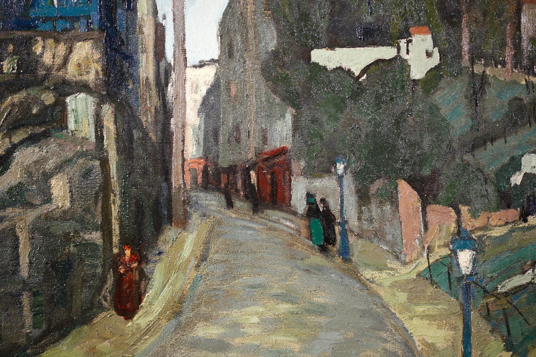 Montmartre - Modernist Oil, Figures in Street Landscape by Alphonse Leon Quizet 6