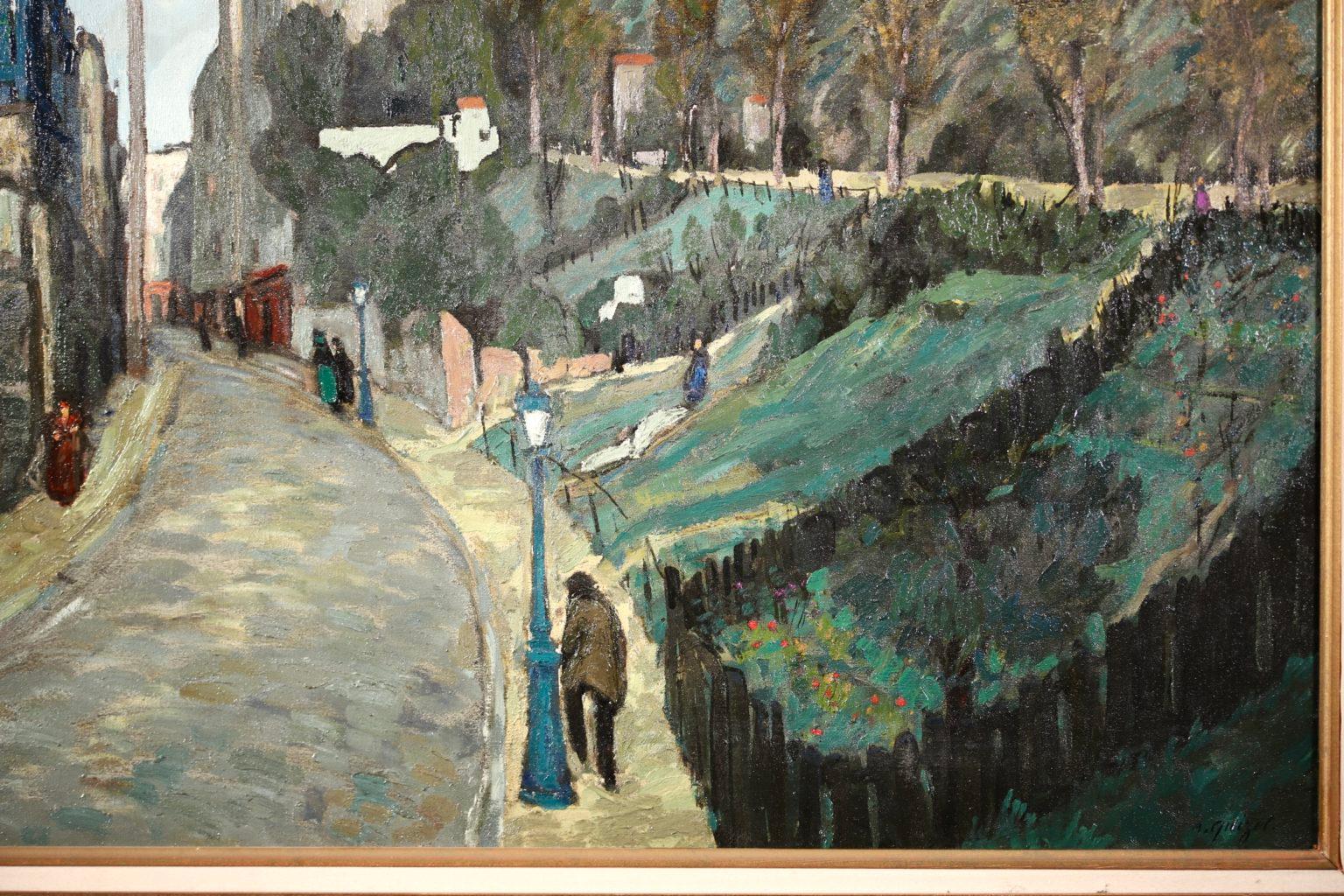 Montmartre - Modernist Oil, Figures in Street Landscape by Alphonse Leon Quizet 7