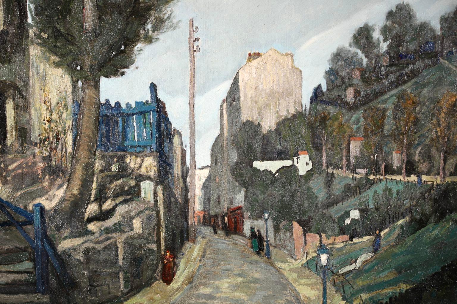 Montmartre - Modernist Oil, Figures in Street Landscape by Alphonse Leon Quizet 8