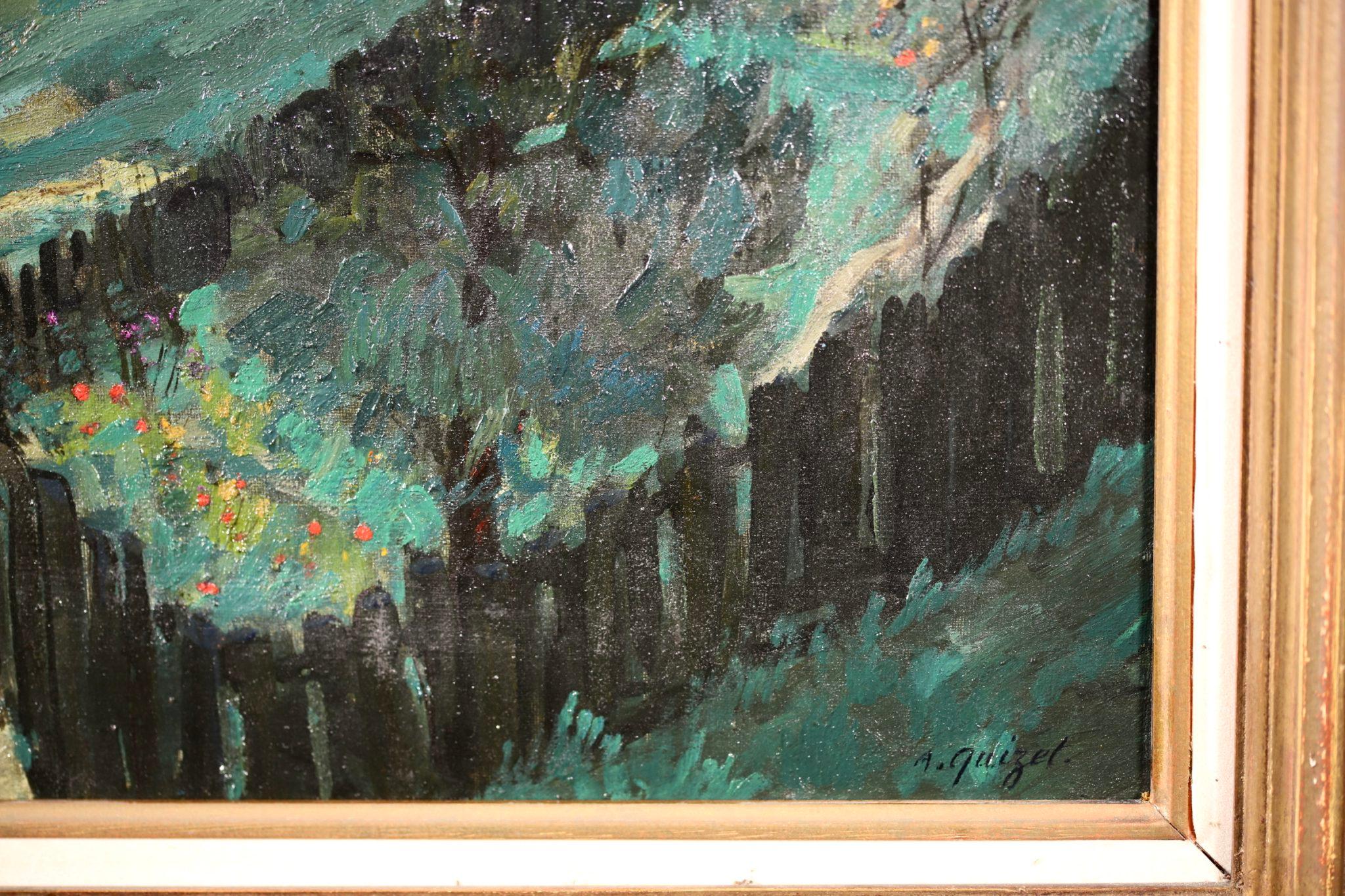 Montmartre - Modernist Oil, Figures in Street Landscape by Alphonse Leon Quizet 3