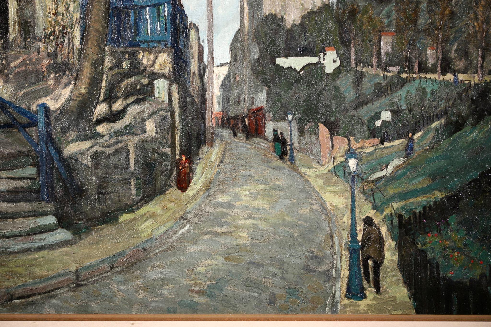 Montmartre - Modernist Oil, Figures in Street Landscape by Alphonse Leon Quizet 4