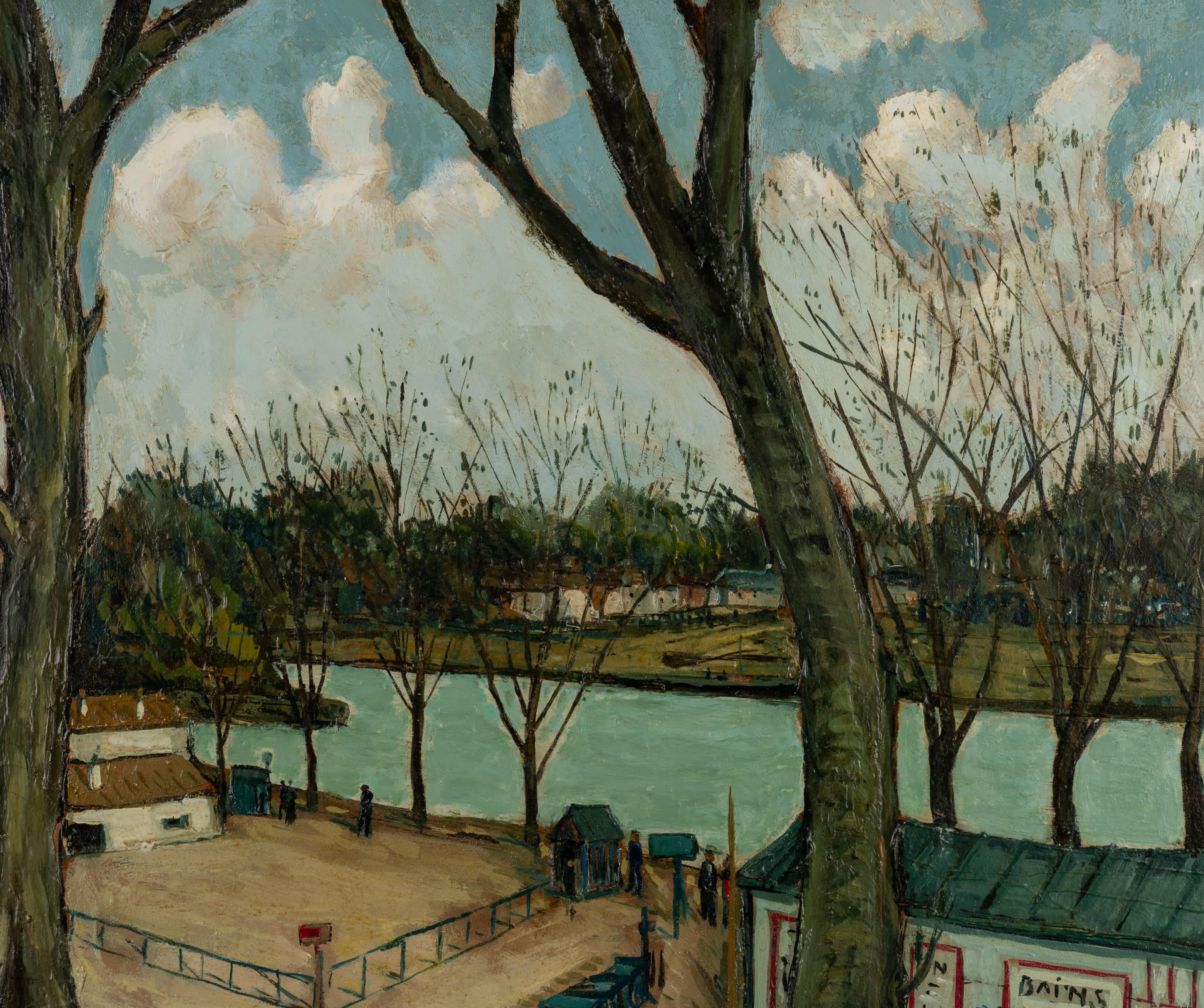 Spaziergang am Fluss (Expressionismus), Painting, von Alphonse Leon Quizet