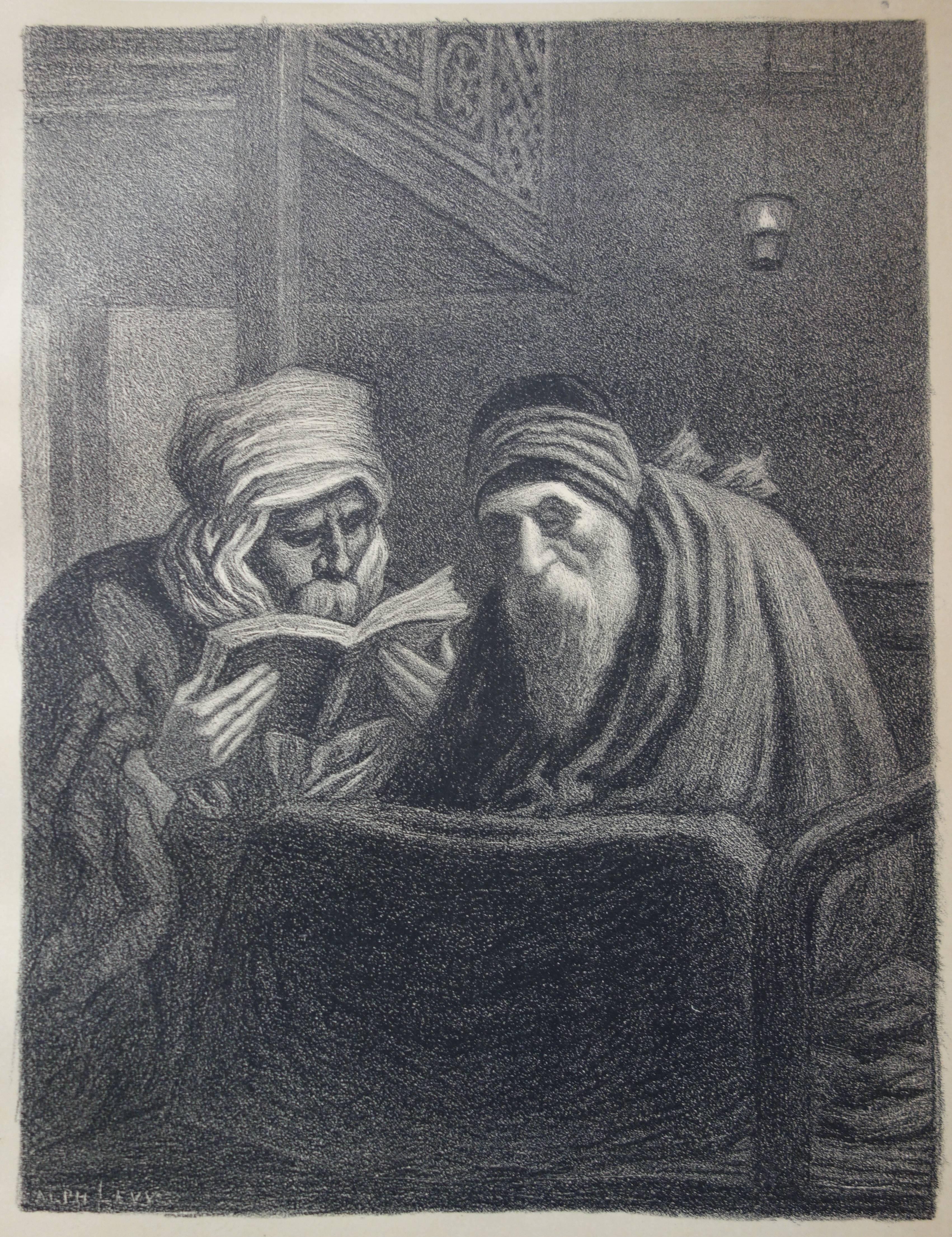 Rabbi Elisha the Blind - Original lithograph (1897/98) - Art Nouveau Print by Alphonse Levy