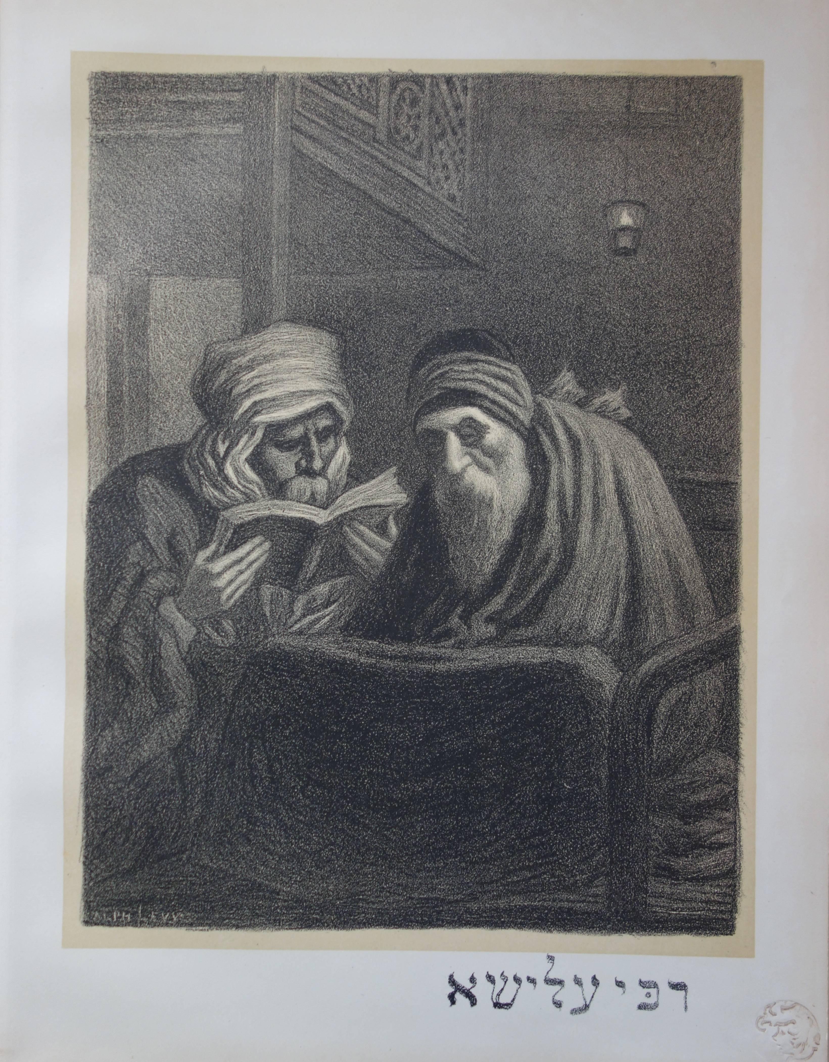 Alphonse Levy Figurative Print - Rabbi Elisha the Blind - Original lithograph (1897/98)