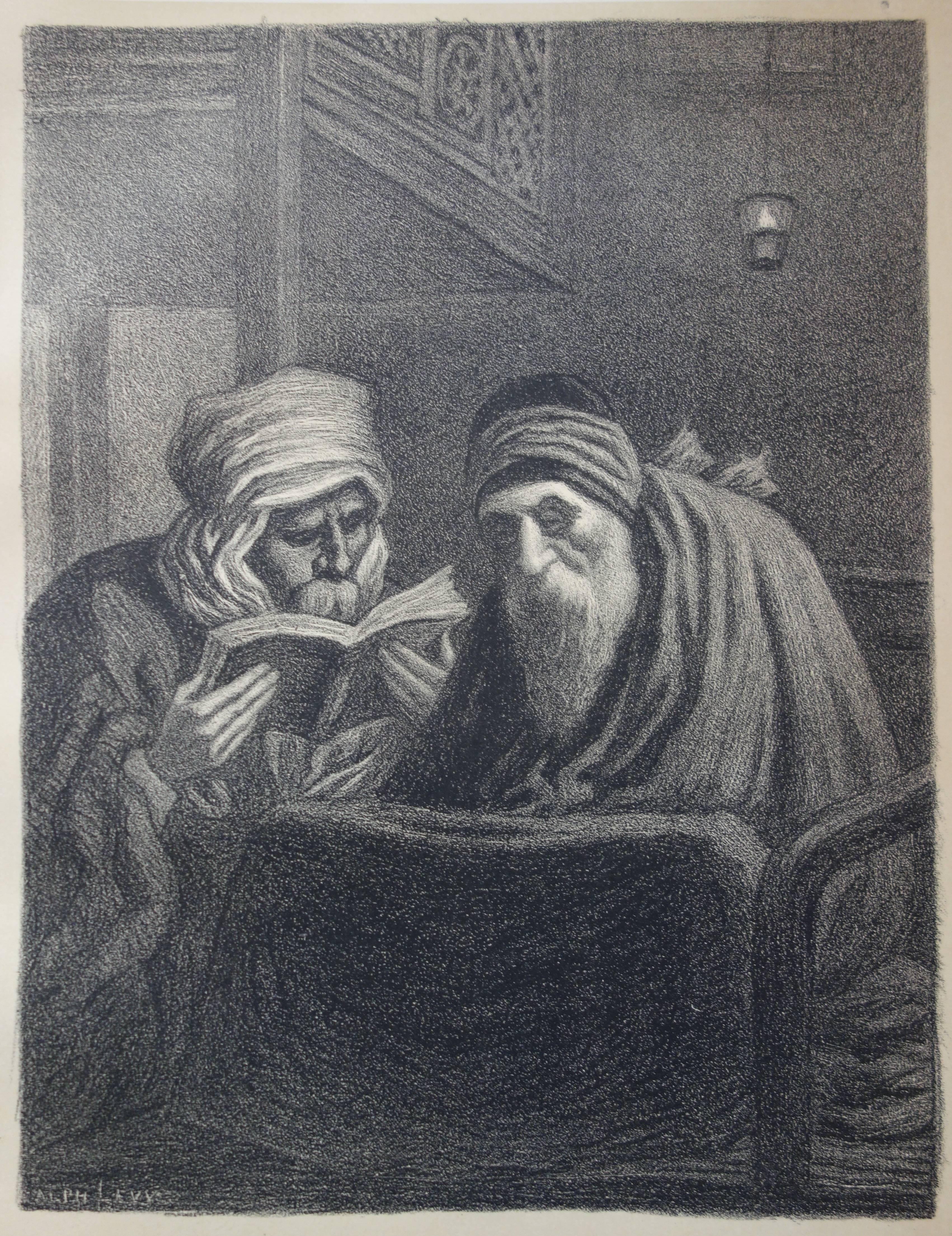 Rabí Eliseo el Ciego - Litografía original, 1897 - Print Art Nouveau de Alphonse Levy
