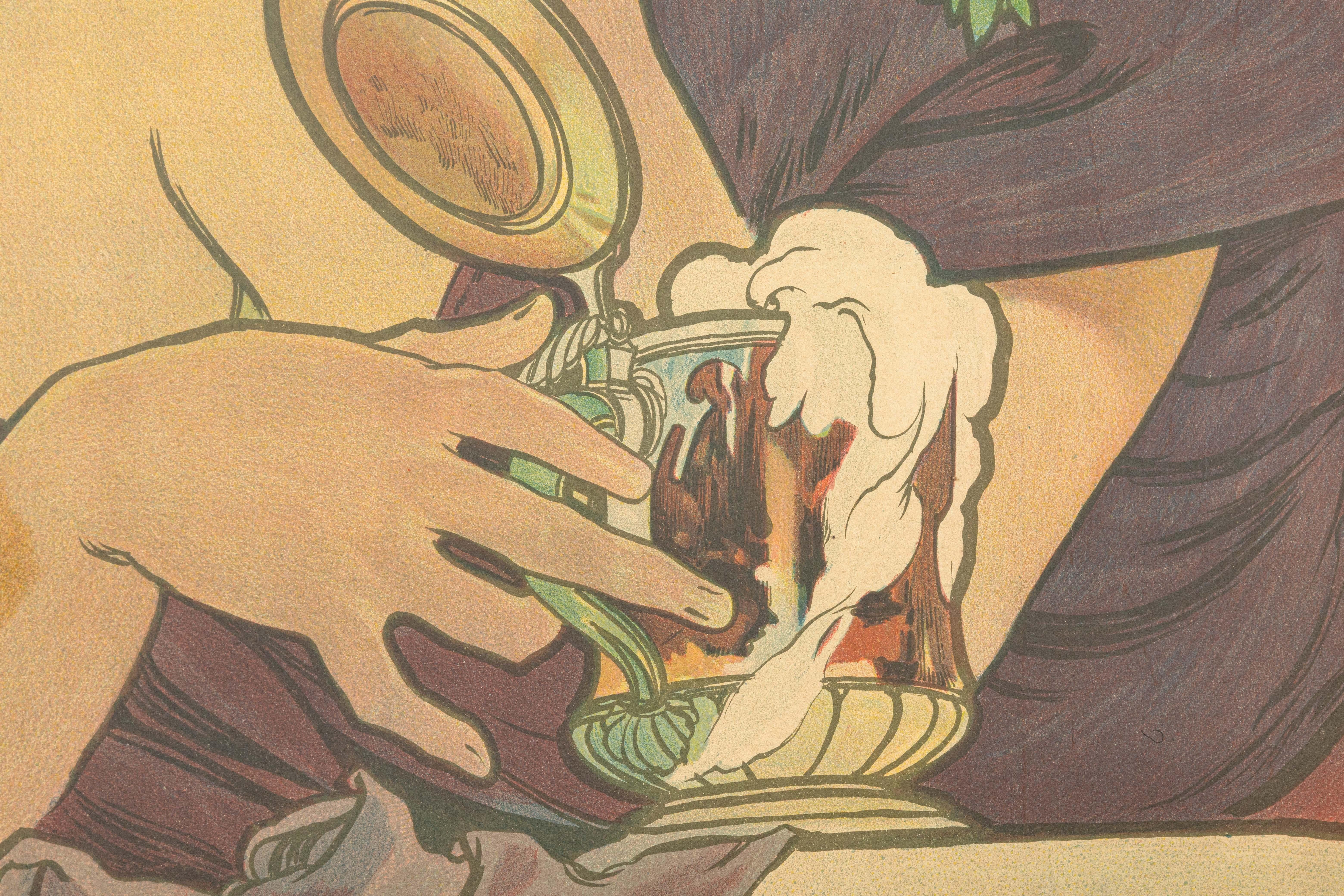 Alphonse Mucha Bières De La Meuse 1897 Lithographie Art Nouveau Imp. F. Champenois en vente 4