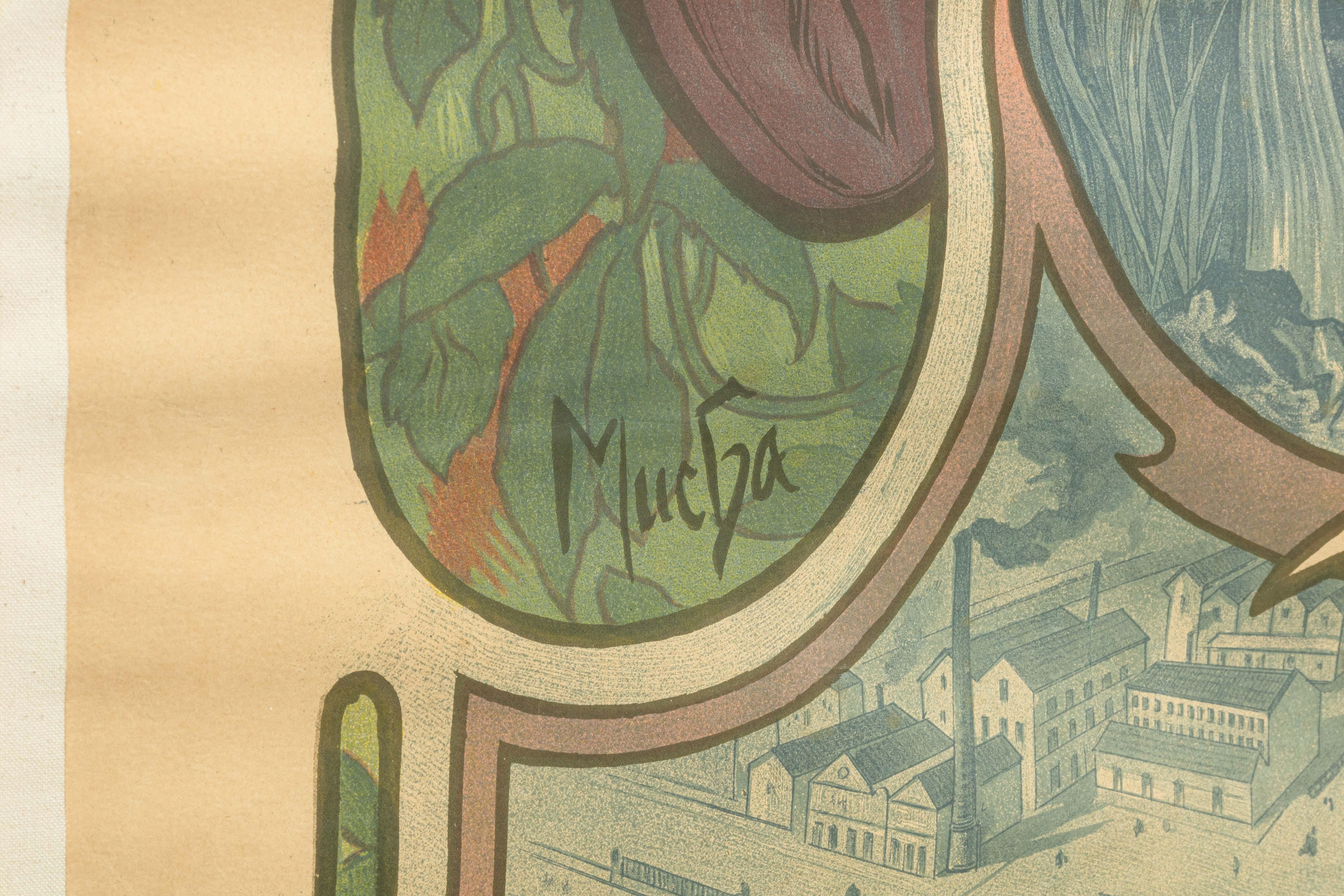 Alphonse Mucha Bières De La Meuse 1897 Lithographie Art Nouveau Imp. F. Champenois en vente 6