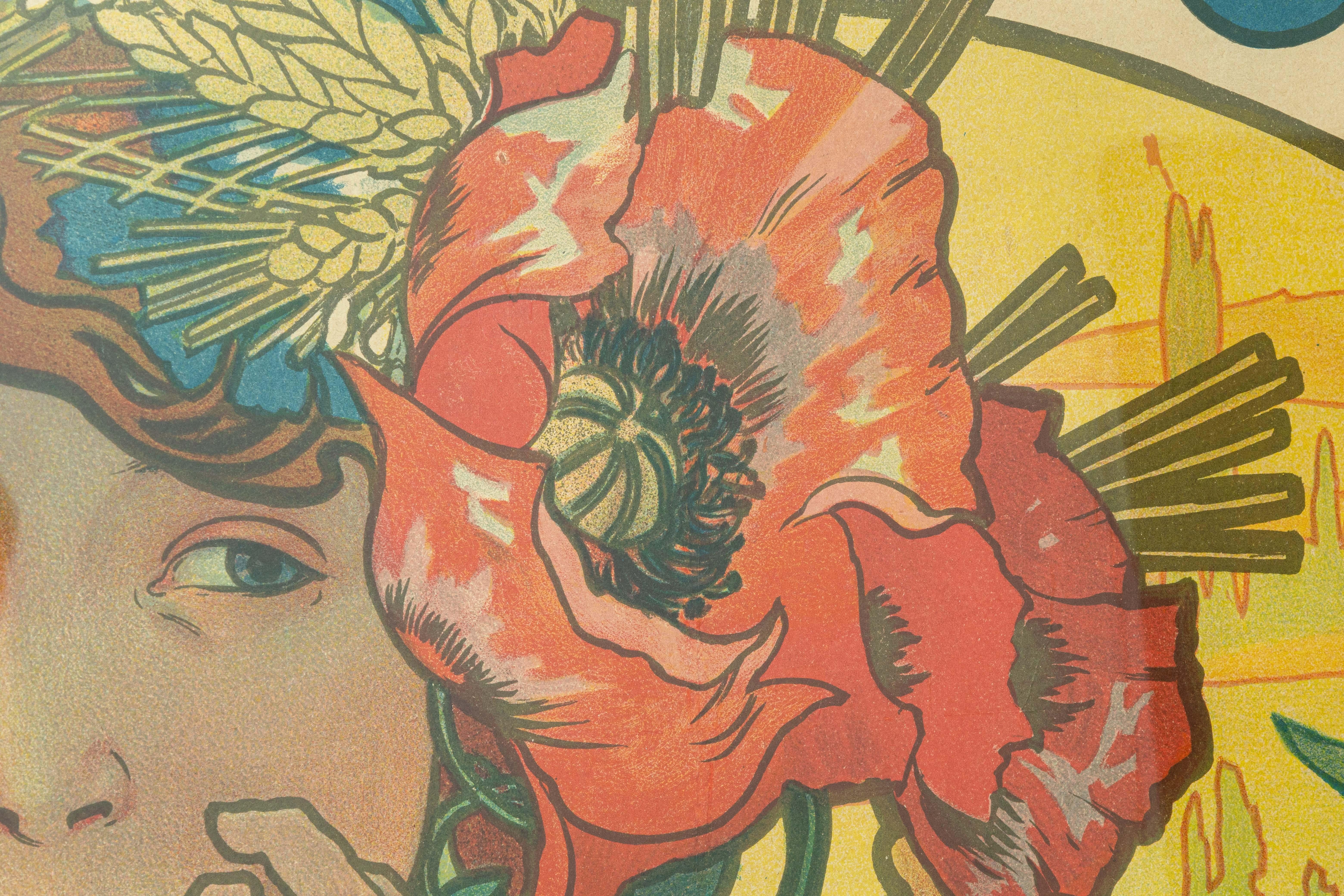 Alphonse Mucha Bières De La Meuse 1897 Lithographie Art Nouveau Imp. F. Champenois en vente 1