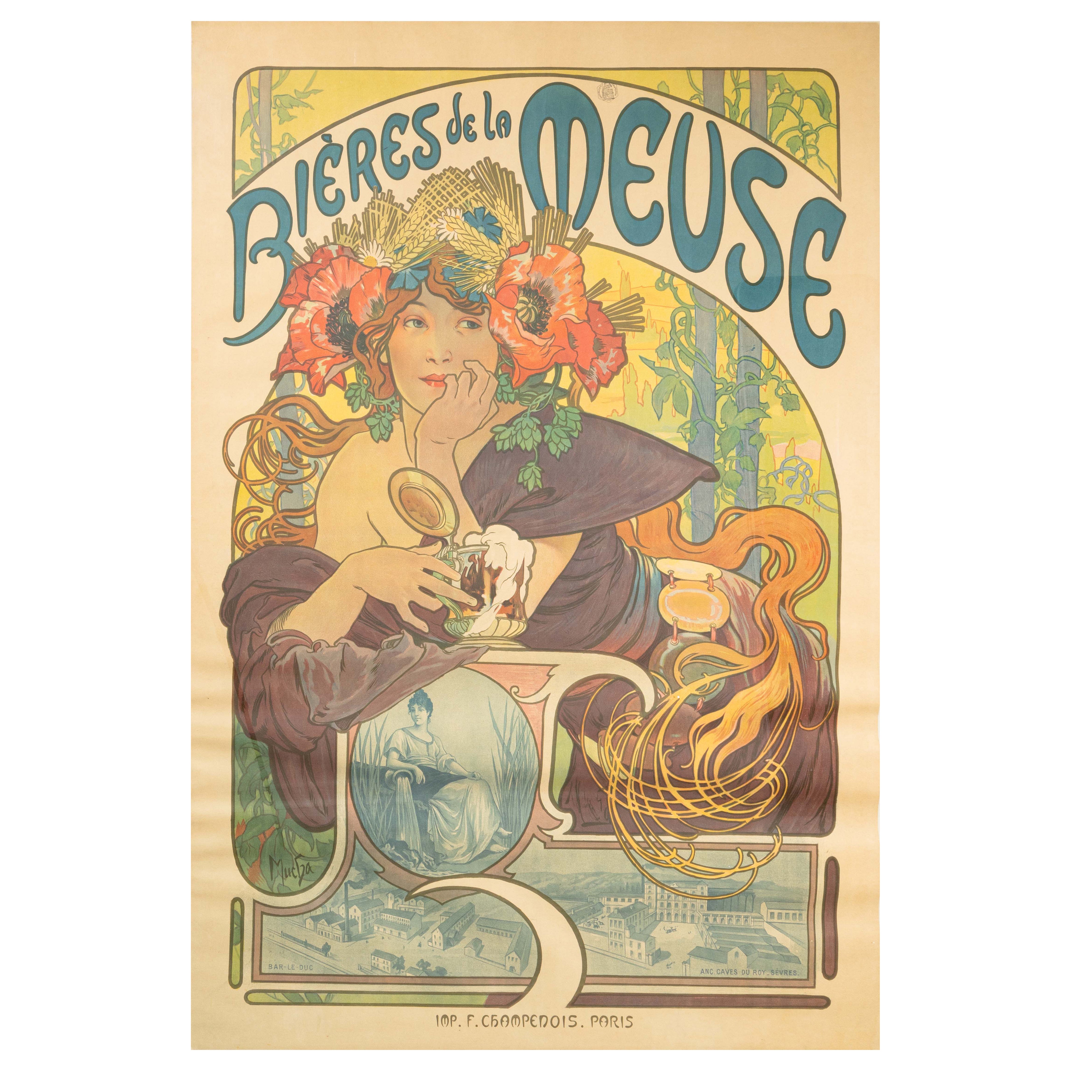 Alphonse Mucha Bières De La Meuse 1897 Jugendstil Lithographie Imp. F. Champenois