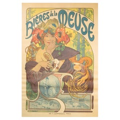 Alphonse Mucha Bières De La Meuse 1897 Litografía Art Nouveau Imp. F. Champenois