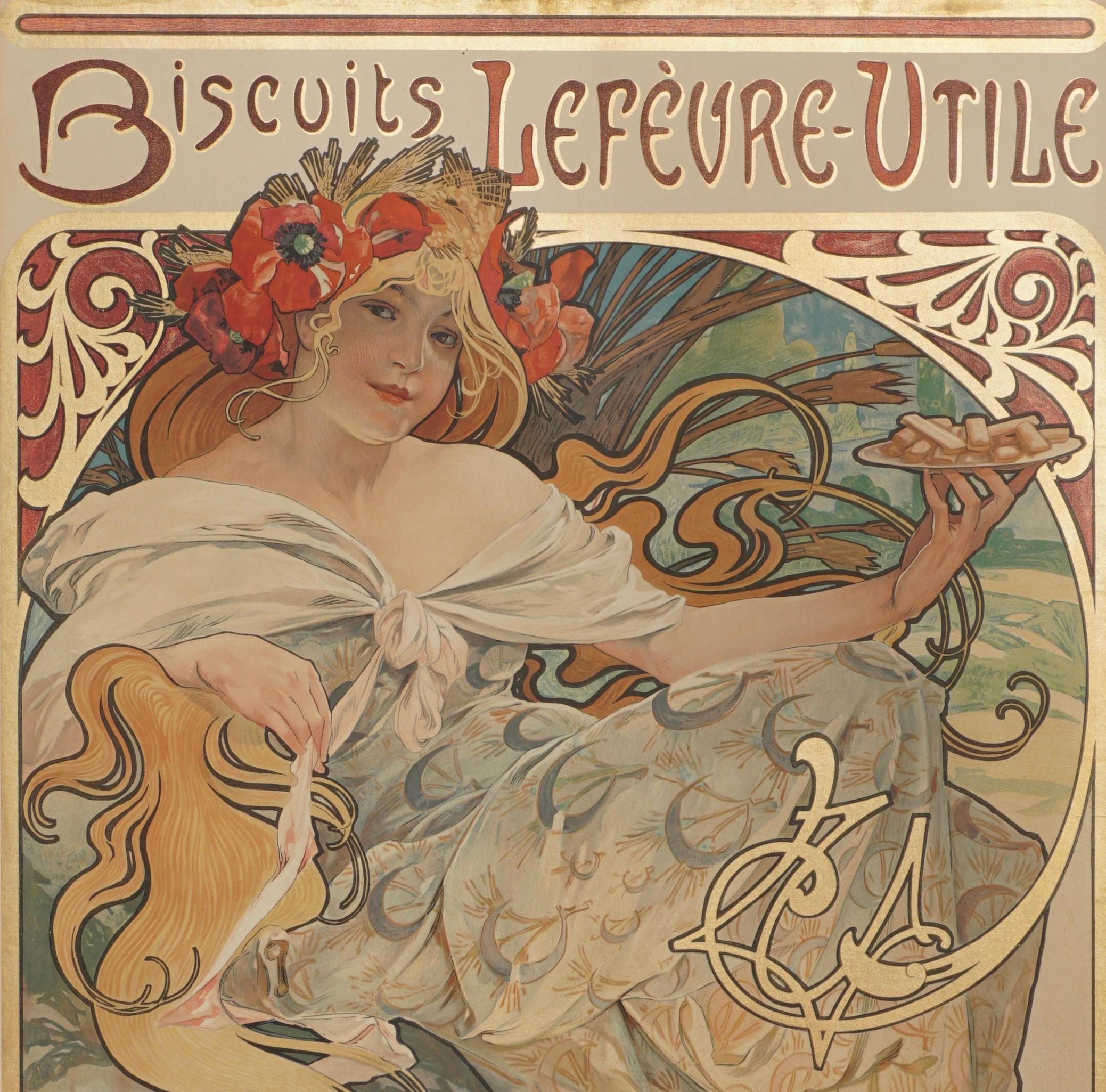 Art Nouveau Alphonse Mucha Biscuits Lefeure Utile Poster, 1897