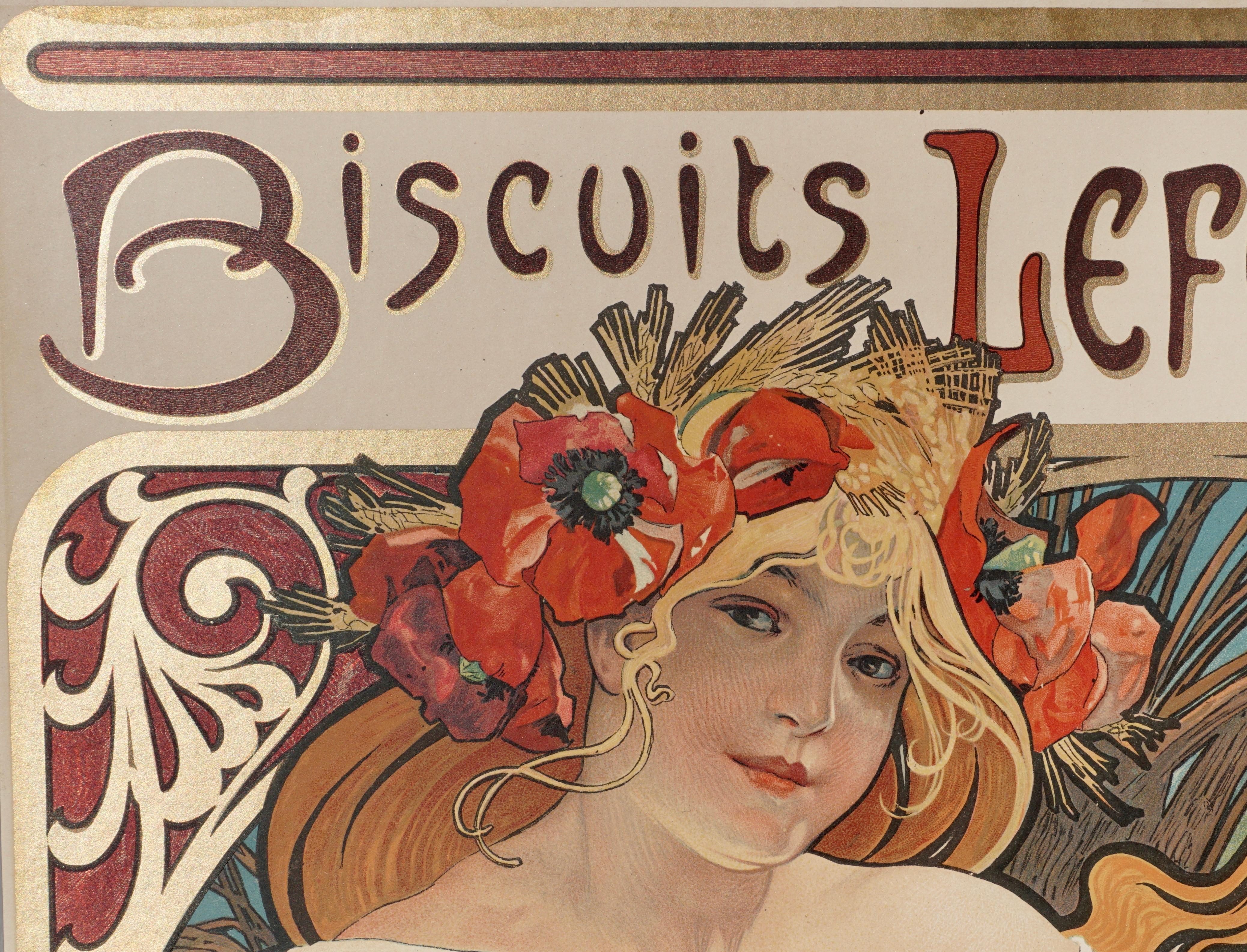 Alphonse Mucha Biscuits Lefeure Utile Poster, 1897 In Good Condition In Dallas, TX