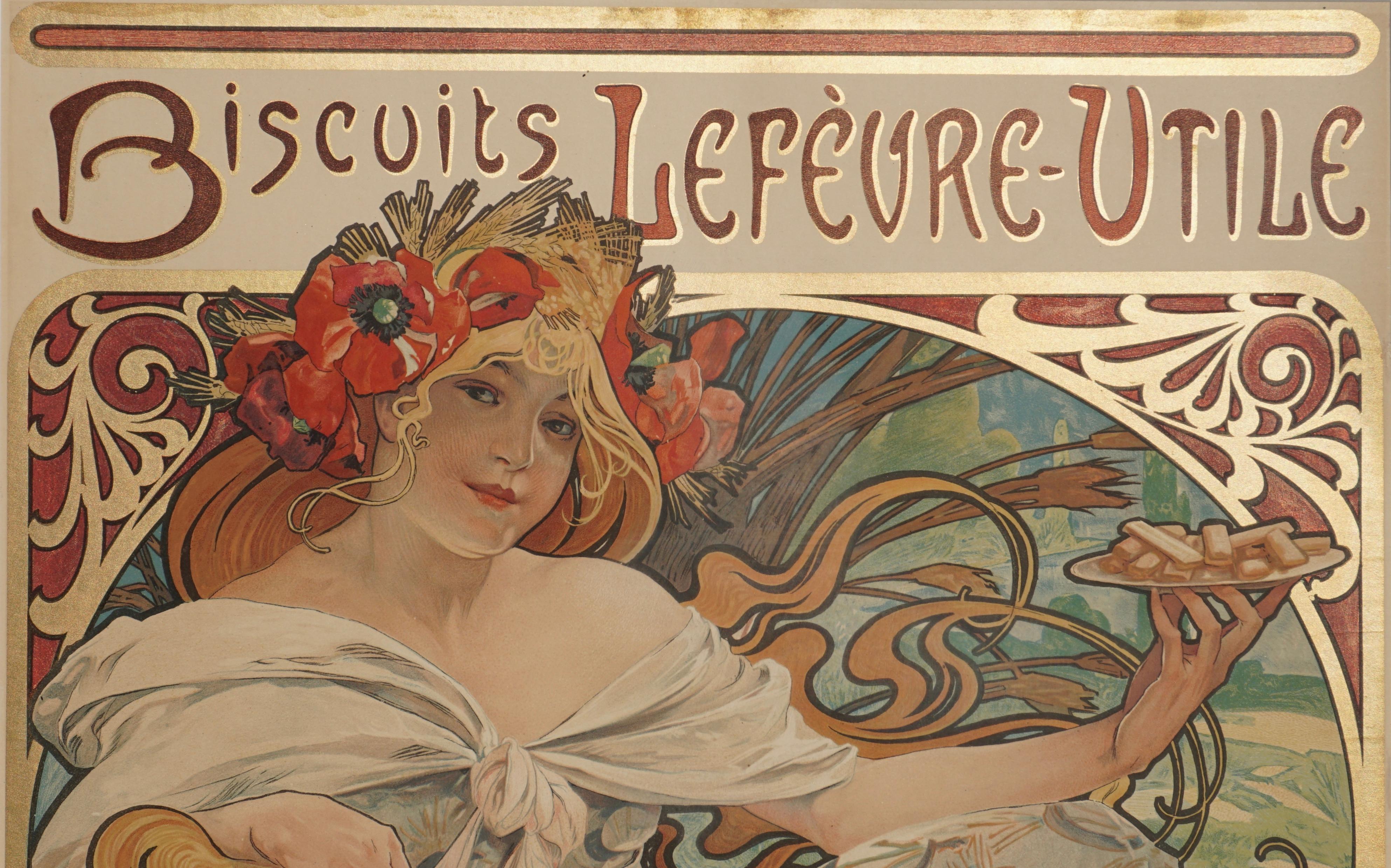 Paper Alphonse Mucha Biscuits Lefeure Utile Poster, 1897