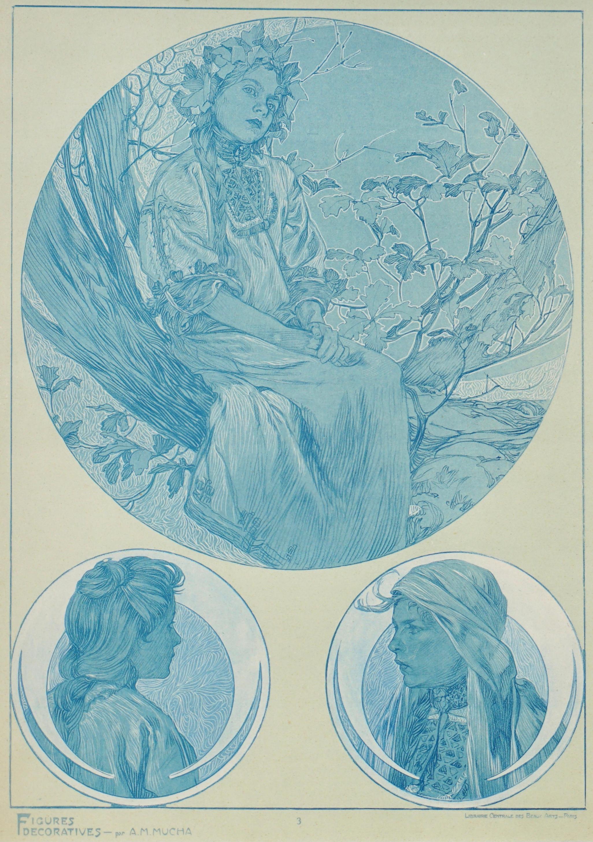 Art Nouveau Alphonse Mucha Figures Decoratives Plate 3
