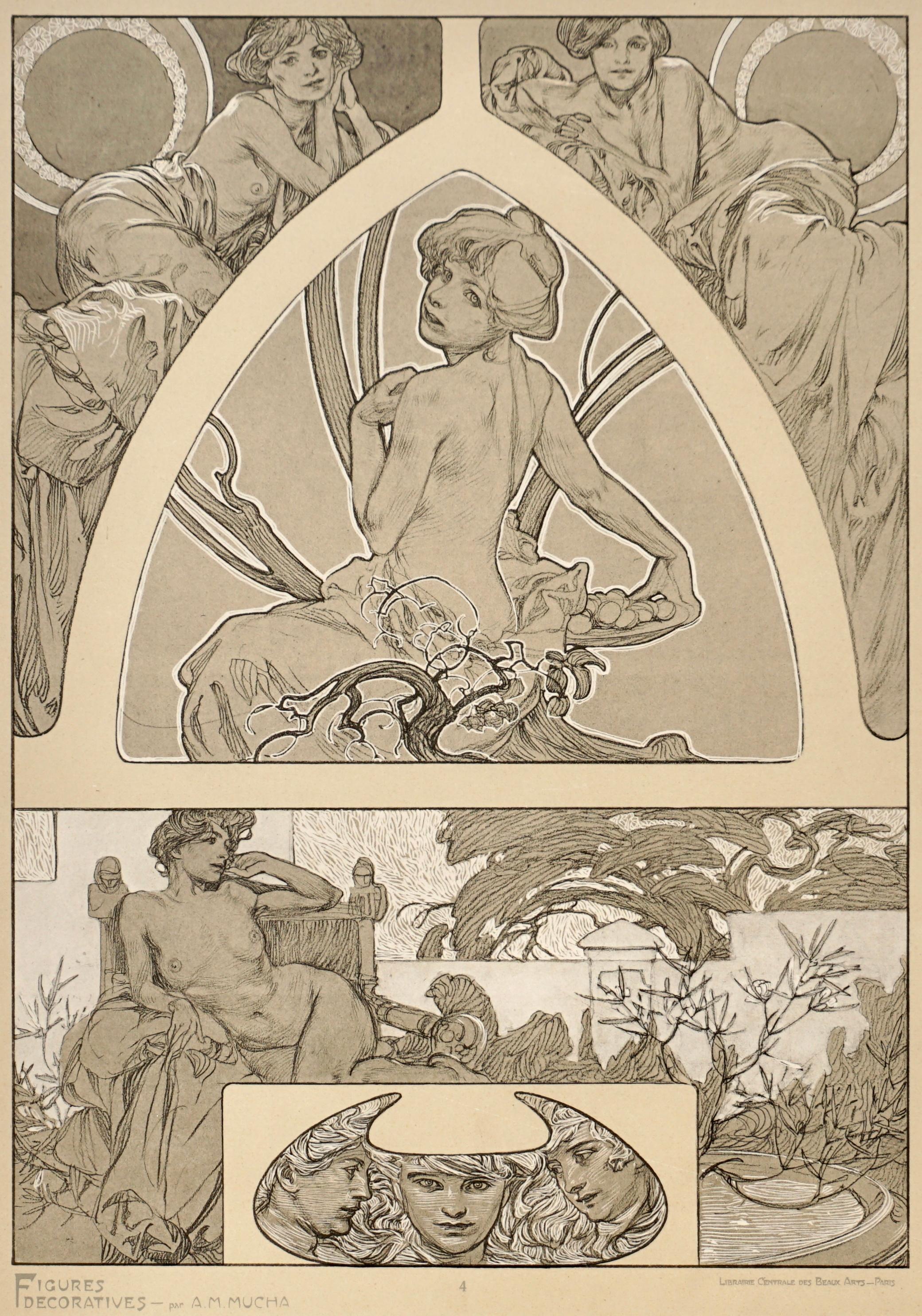 Art Nouveau Alphonse Mucha Figures Decoratives Plate 4