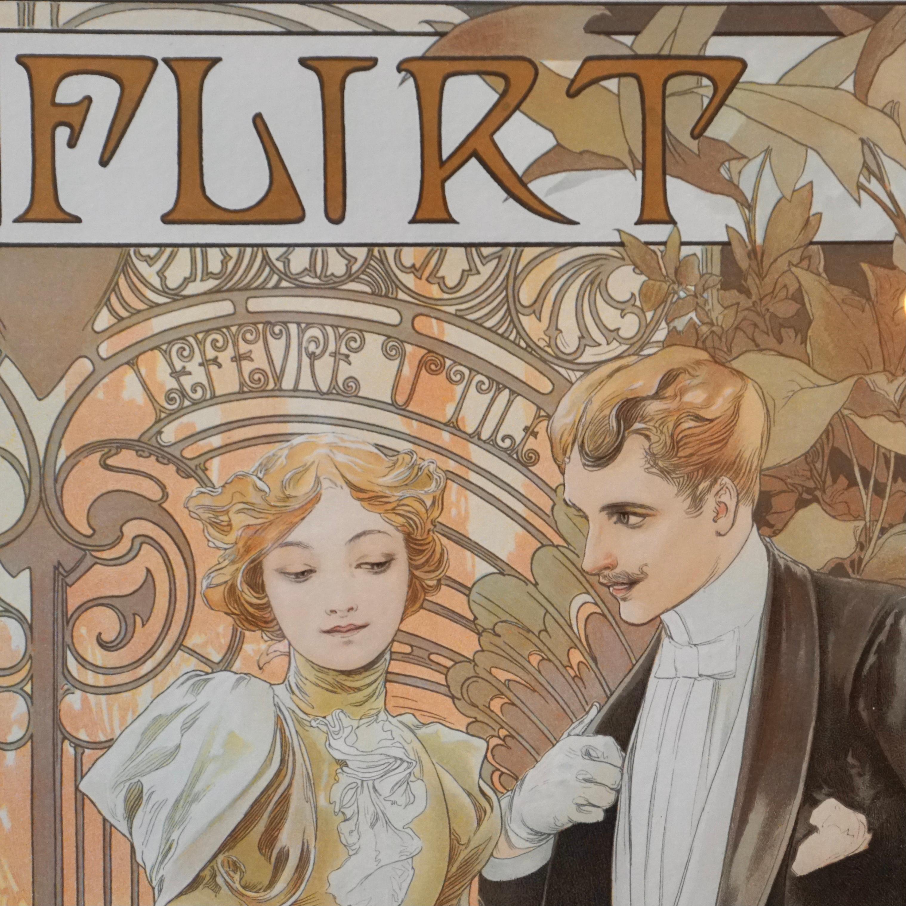 Art Nouveau Alphonse Mucha Flirt Biscuits Lefevre Utile Poster