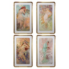 Antique Alphonse Mucha "Les Saisons (The Seasons)"Set of Four Lithographs