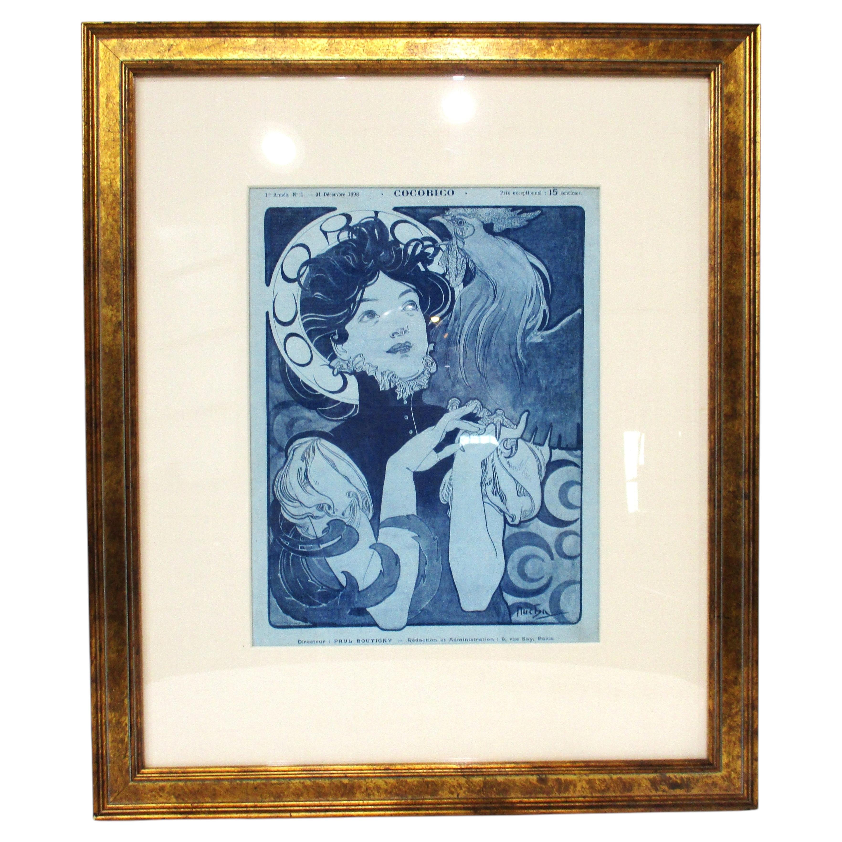 Alphonse Mucha Lithograph Art Nouveau #1 Cocorico French Magazine Cover