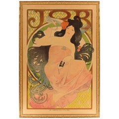 Antique Alphonse Mucha Original "JOB" Poster 1898 Art Nouveau Classic