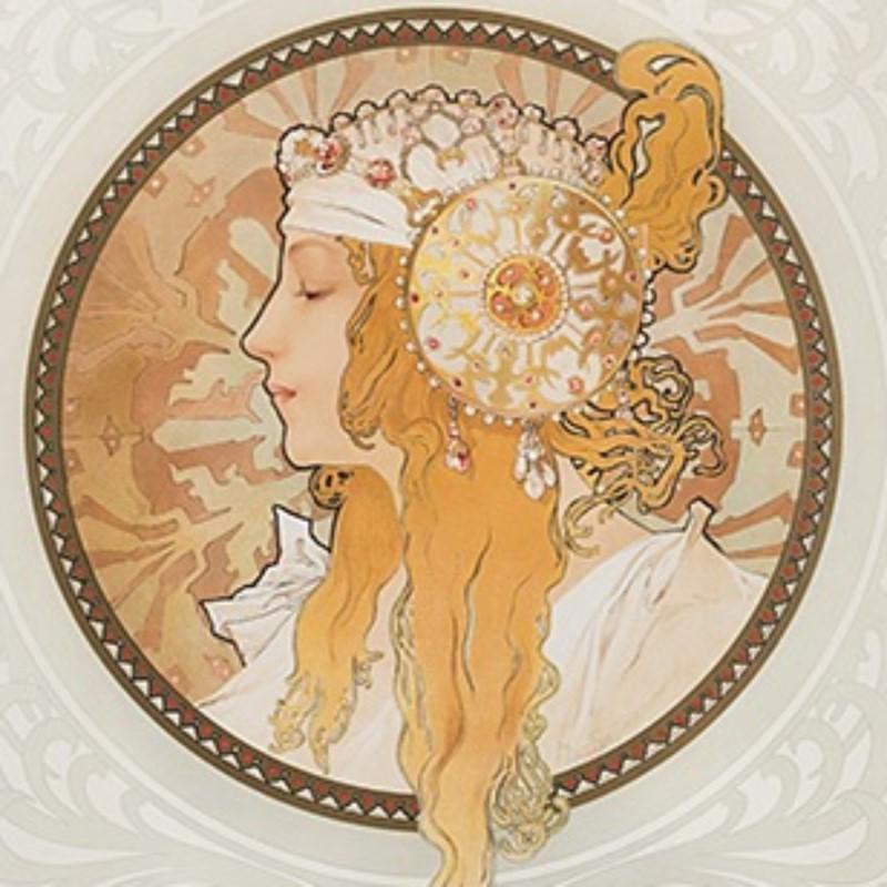 Paar „ byzantinische Köpfe“-Lithographien von Alphonse Mucha im Zustand „Hervorragend“ im Angebot in New York, NY