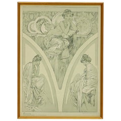 Antique Alphonse Mucha Poster from Figures Decoratives, 1905 Plate 1