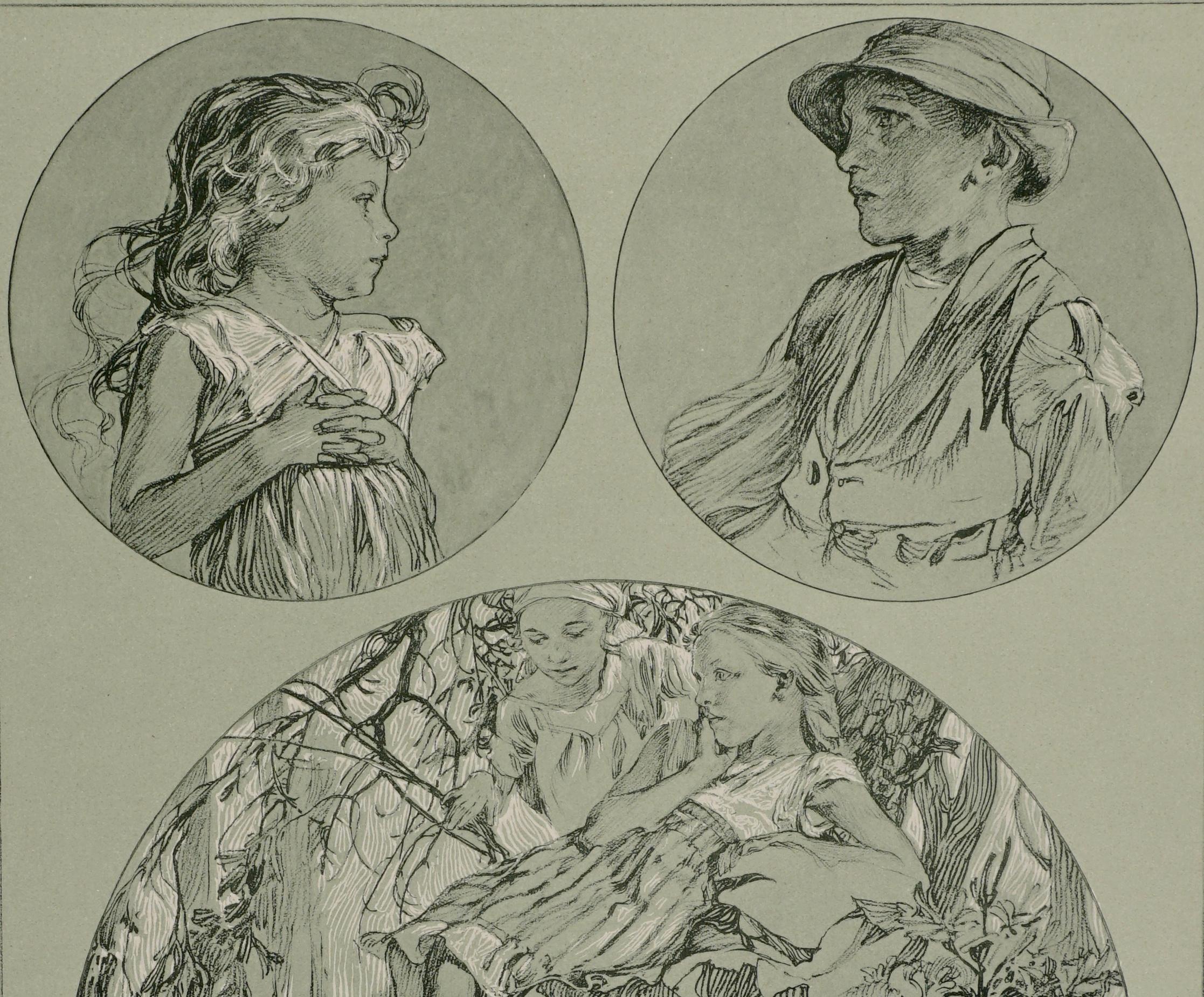 Art Nouveau Alphonse Mucha Poster from Figures Decoratives 1905. Plate 32