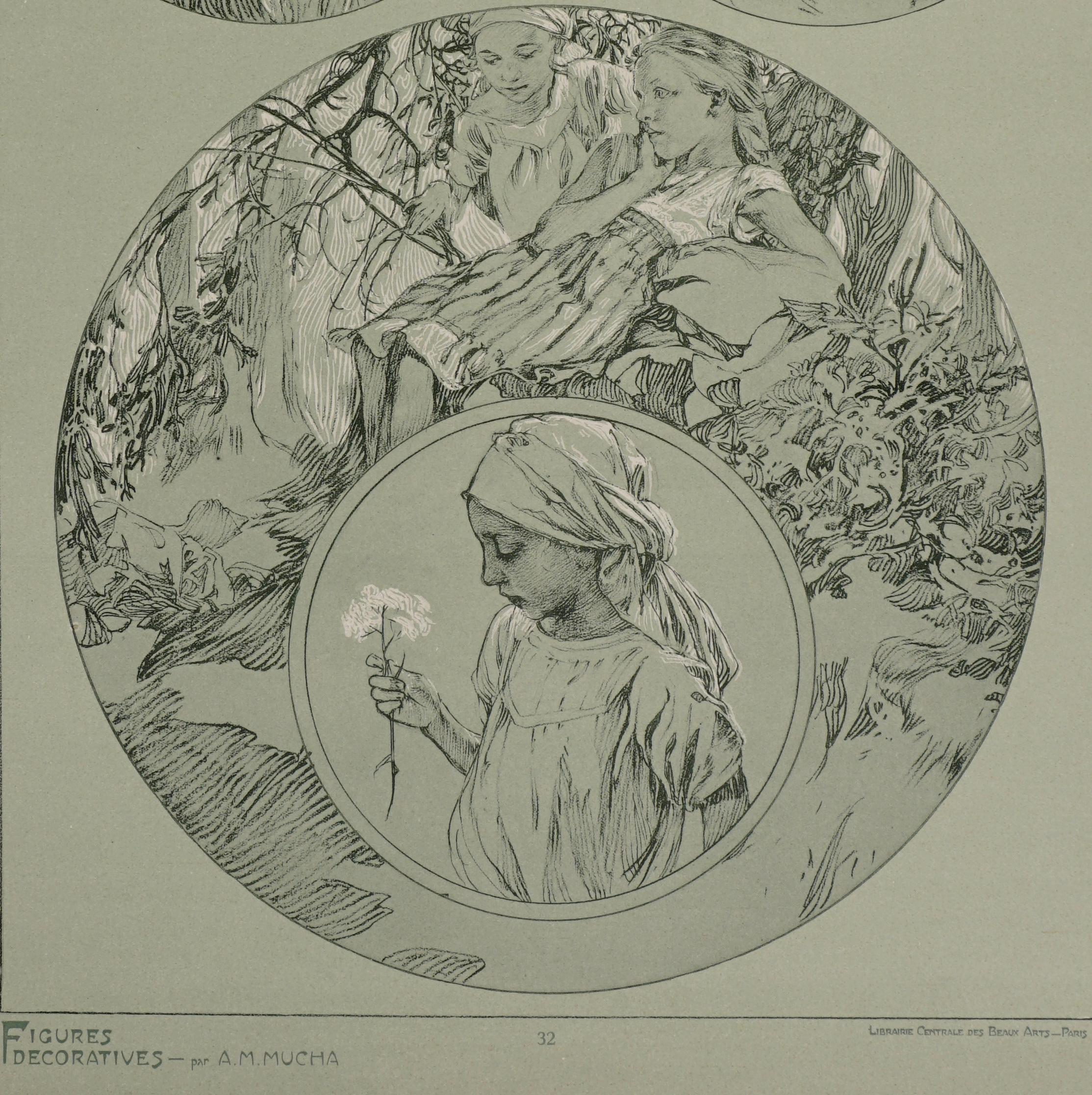 French Alphonse Mucha Poster from Figures Decoratives 1905. Plate 32