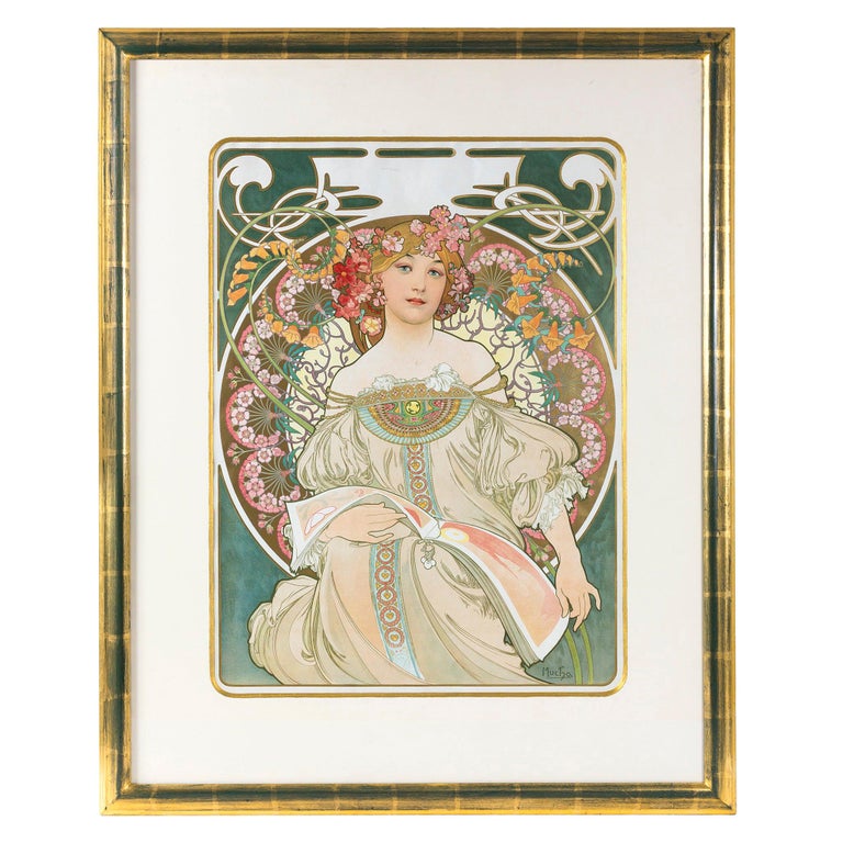 Alphonse Mucha "Reverie" Lithograph For Sale
