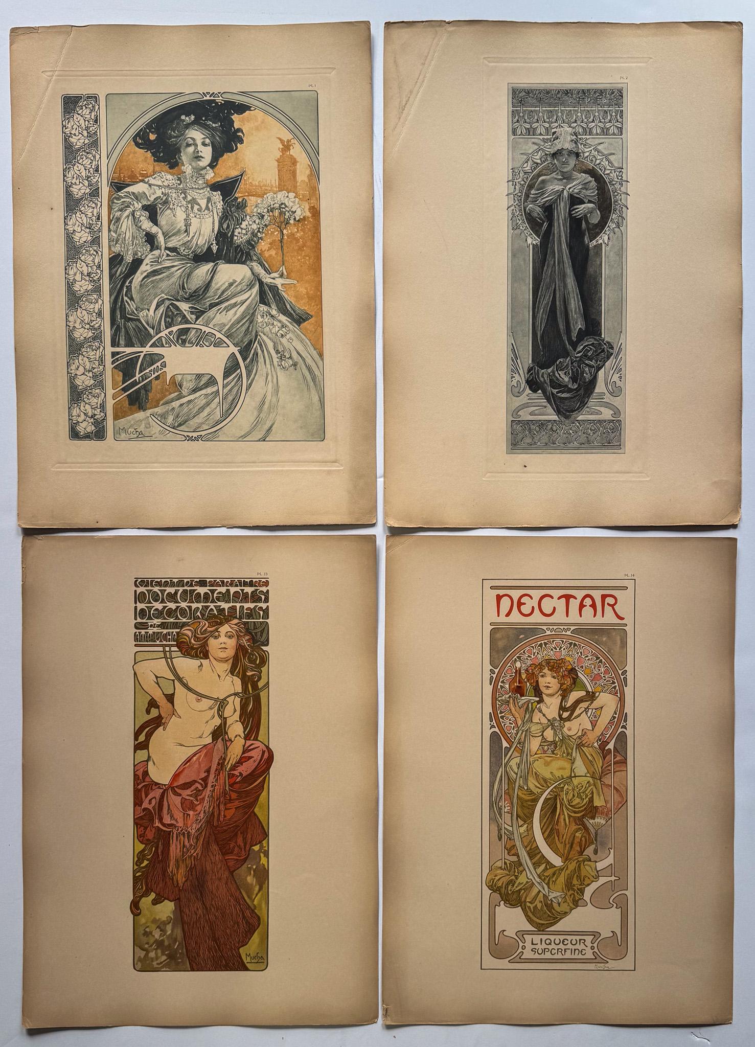 French Alphonse Mucha's Documents Decoratifs (Complete in Four Portfolios) For Sale