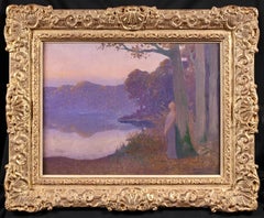 La Muse Du Lac - Symbolist Figure in Landscape Oil Painting by Alphonse Osbert