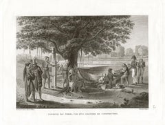 Antique Coupang : Ile Timor. Vue d'un chantier de construction. Early C19th engraving