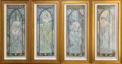 Cuatro litografías de Alphonse Mucha Los tiempos del día