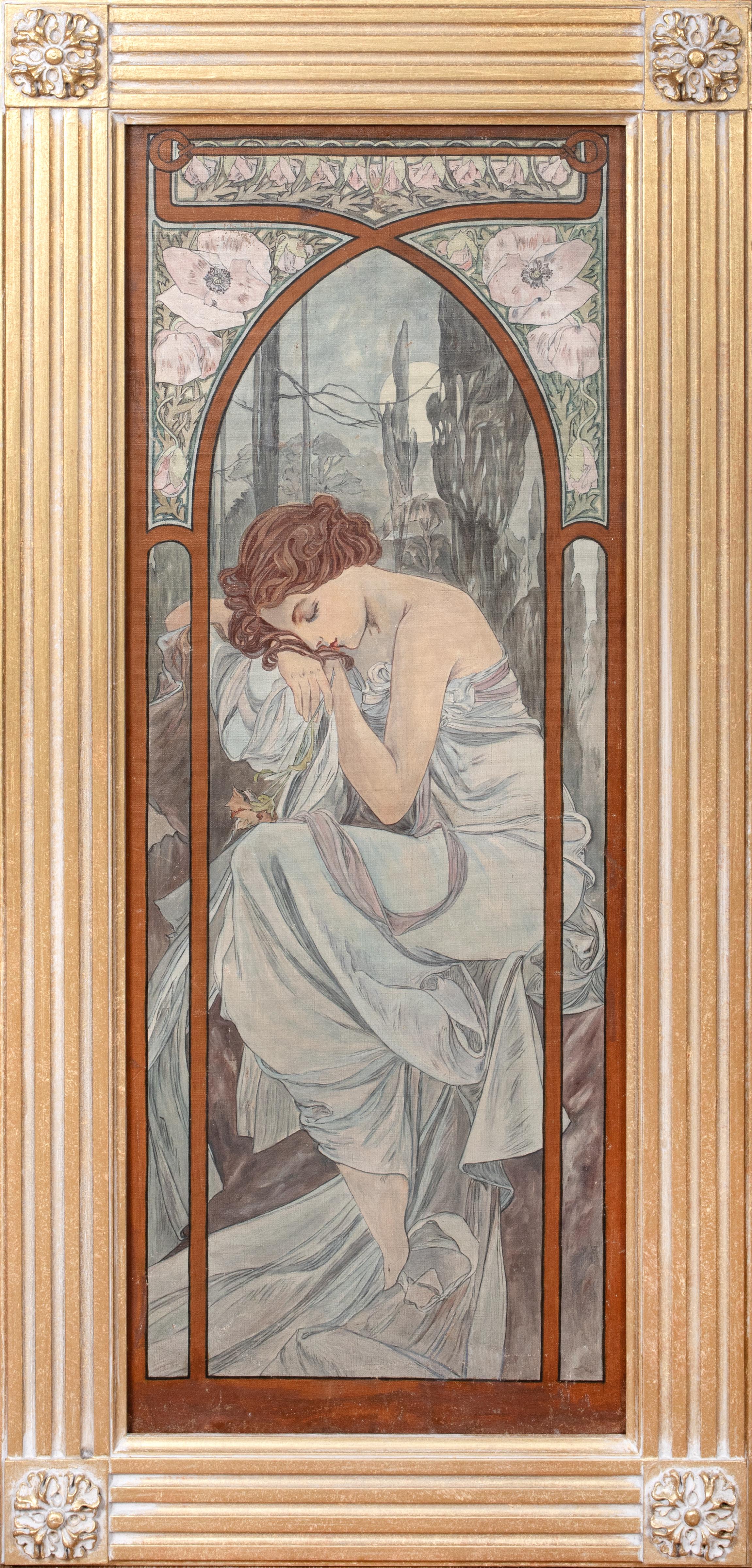 Repose de la Nuit, 19e siècle

cercle d'Alphonse Mucha (1860-1939)

Grande scène Art Nouveau du début du 20ème siècle "Repose de la Nuit" d'après Alphonse Mucha, huile sur toile. Version d'excellente qualité et en très bon état, datant de 1910, de