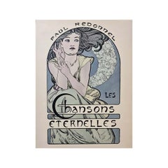 Lithographie originale d'Alphonse Mucha, 1898, « Les Chansons Éternelles »