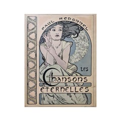 Lithographie originale d'Alphonse Mucha, 1898, « Les Chansons Éternelles »